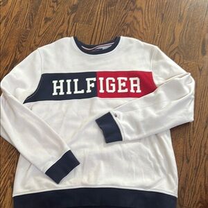 Tommy Hilfiger Crewneck Sweater in White and Blue